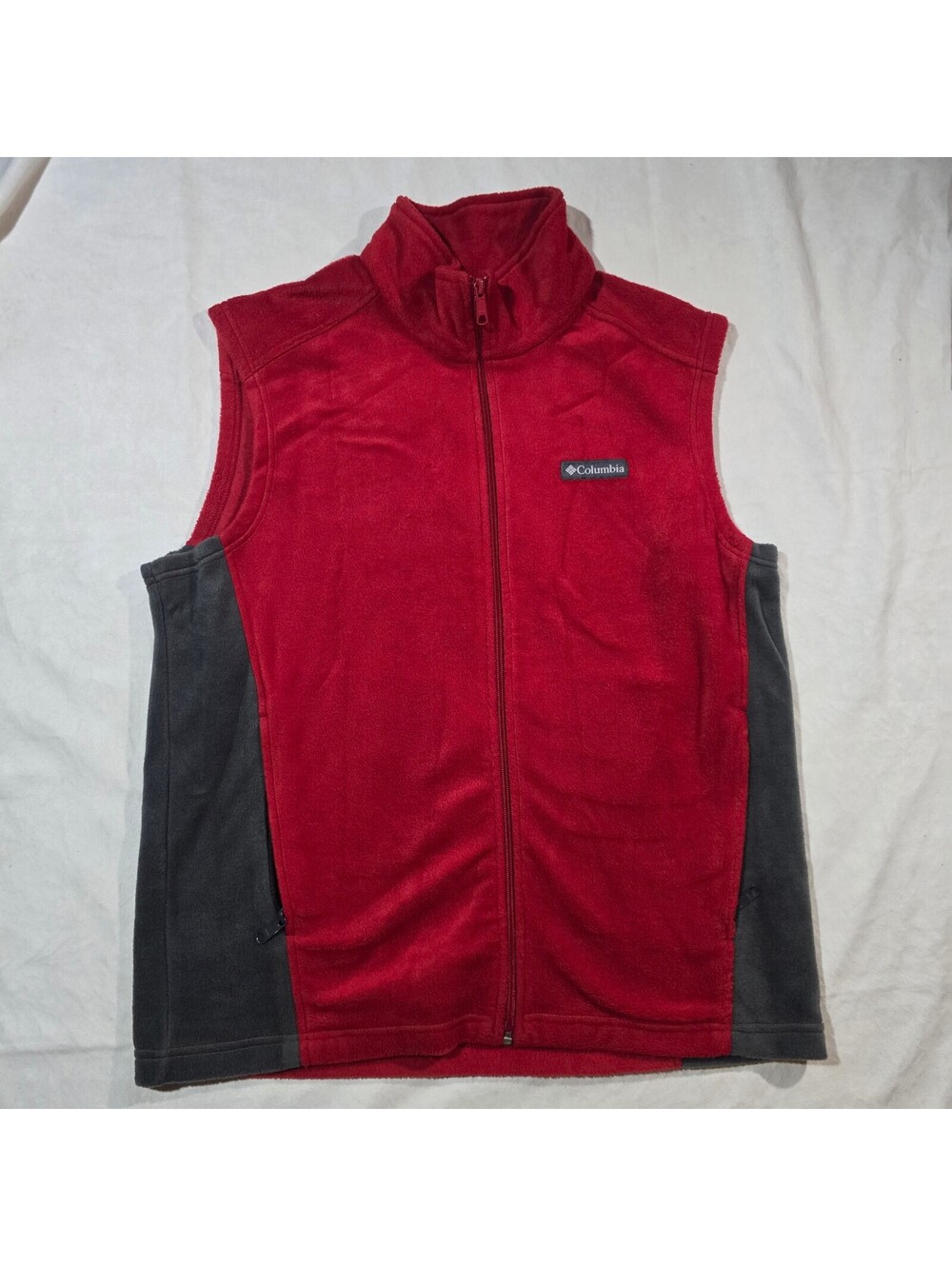 Columbia Men's Red and Gray Fleece Vest Size L